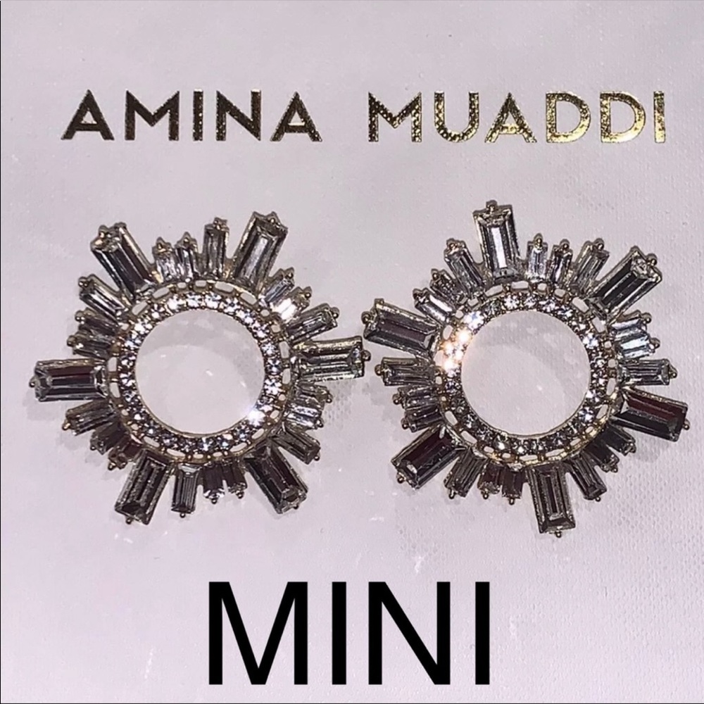 Mini Amina Muaddi BEGUM clear CRYSTAL EMBELLISHED EARRINGS shoes